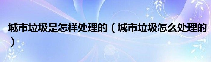 城市垃圾是怎样处理的（城市垃圾怎么处理的）