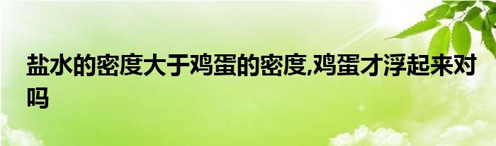 盐水的密度大于鸡蛋的密度,鸡蛋才浮起来对吗