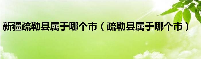 新疆疏勒县属于哪个市（疏勒县属于哪个市）