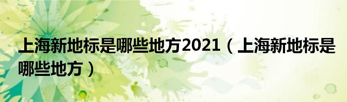 上海新地标是哪些地方2021（上海新地标是哪些地方）