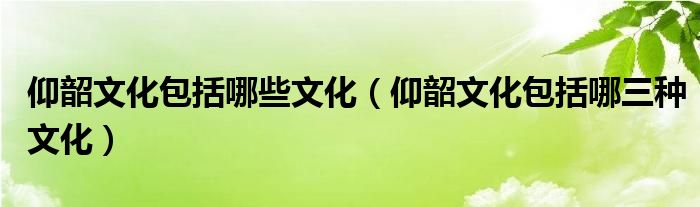 仰韶文化包括哪些文化（仰韶文化包括哪三种文化）