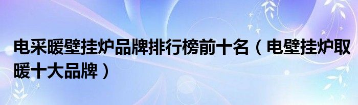 电采暖壁挂炉品牌排行榜前十名（电壁挂炉取暖十大品牌）