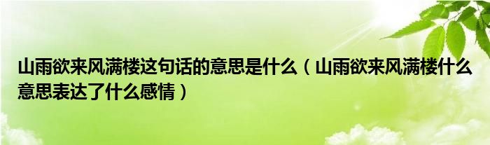 山雨欲来风满楼这句话的意思是什么（山雨欲来风满楼什么意思表达了什么感情）