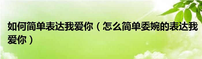 如何简单表达我爱你（怎么简单委婉的表达我爱你）