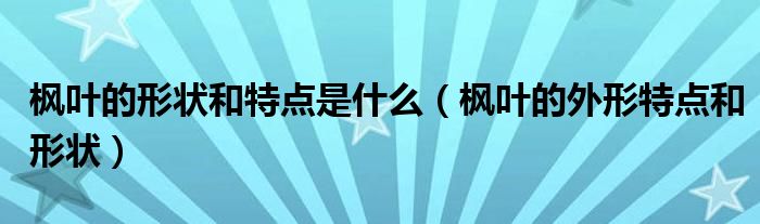 枫叶的形状和特点是什么（枫叶的外形特点和形状）