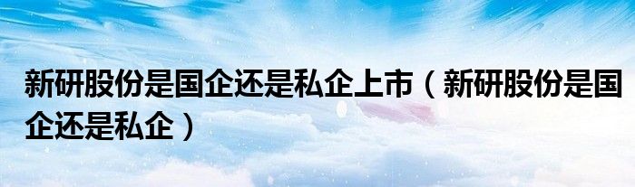 新研股份是国企还是私企上市（新研股份是国企还是私企）