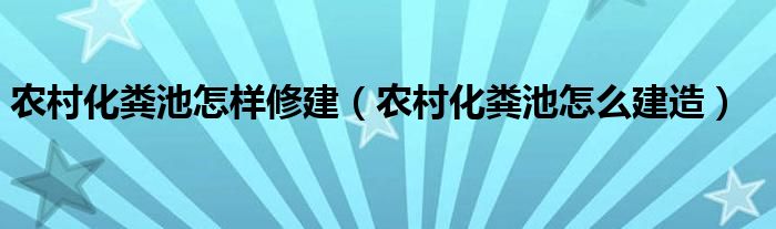 农村化粪池怎样修建（农村化粪池怎么建造）