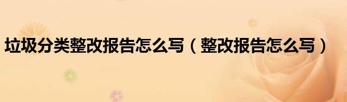 垃圾分类整改报告怎么写（整改报告怎么写）