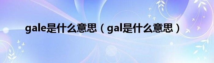 gale是什么意思（gal是什么意思）