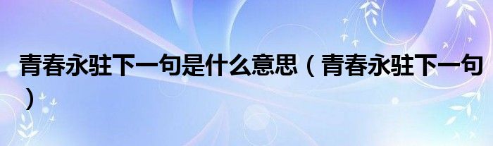 青春永驻下一句是什么意思（青春永驻下一句）