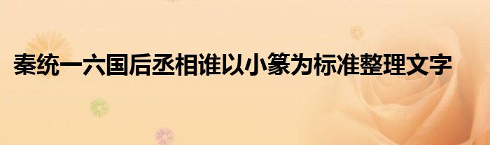 秦统一六国后丞相谁以小篆为标准整理文字