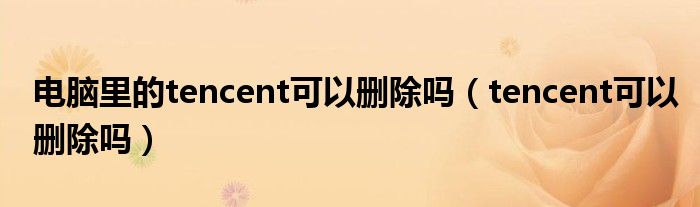 电脑里的tencent可以删除吗（tencent可以删除吗）