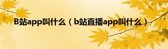 B站app叫什么（b站直播app叫什么）