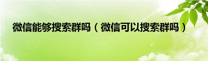 微信能够搜索群吗（微信可以搜索群吗）