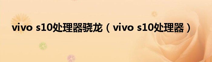 vivo s10处理器骁龙（vivo s10处理器）