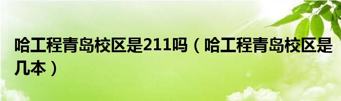 哈工程青岛校区是211吗（哈工程青岛校区是几本）