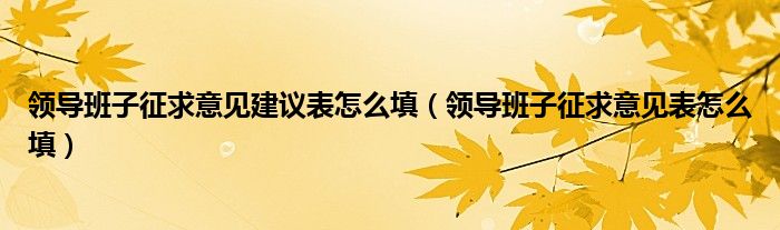 领导班子征求意见建议表怎么填（领导班子征求意见表怎么填）