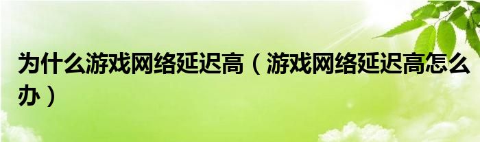 为什么游戏网络延迟高（游戏网络延迟高怎么办）