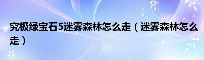 究极绿宝石5迷雾森林怎么走（迷雾森林怎么走）