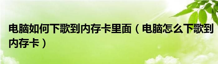 电脑如何下歌到内存卡里面（电脑怎么下歌到内存卡）