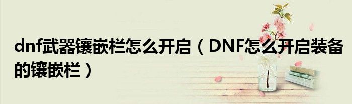 dnf武器镶嵌栏怎么开启（DNF怎么开启装备的镶嵌栏）