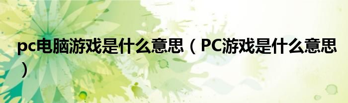 pc电脑游戏是什么意思（PC游戏是什么意思）