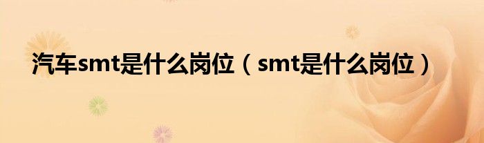 汽车smt是什么岗位（smt是什么岗位）