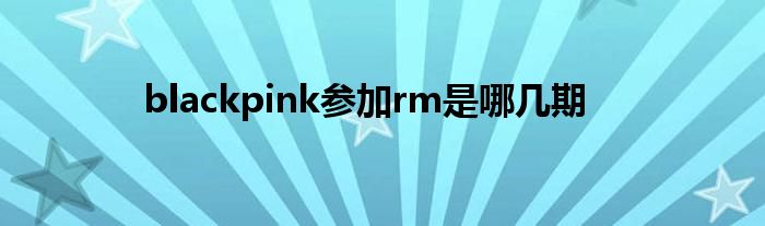 blackpink参加rm是哪几期