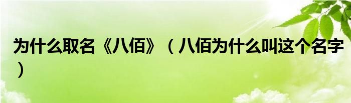 为什么取名《八佰》（八佰为什么叫这个名字）