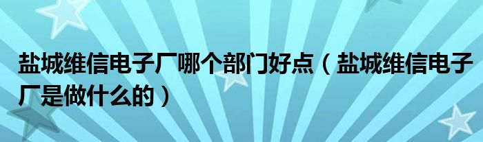 盐城维信电子厂哪个部门好点（盐城维信电子厂是做什么的）