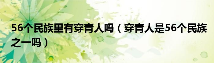 56个民族里有穿青人吗（穿青人是56个民族之一吗）