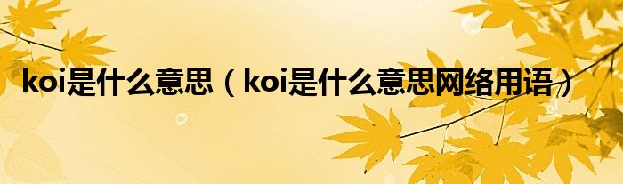 koi是什么意思（koi是什么意思网络用语）