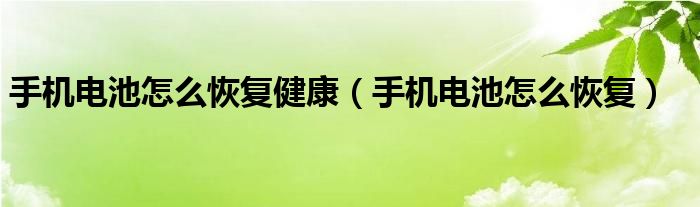 手机电池怎么恢复健康（手机电池怎么恢复）