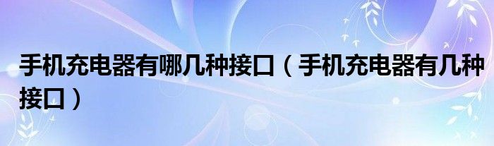 手机充电器有哪几种接口（手机充电器有几种接口）