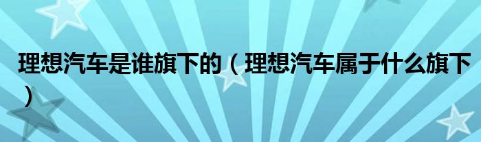 理想汽车是谁旗下的（理想汽车属于什么旗下）