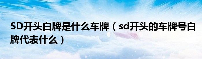 SD开头白牌是什么车牌（sd开头的车牌号白牌代表什么）