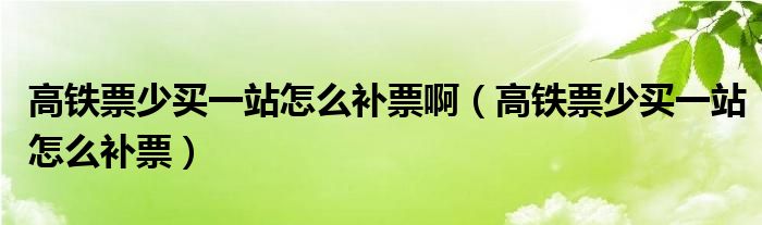 高铁票少买一站怎么补票啊（高铁票少买一站怎么补票）