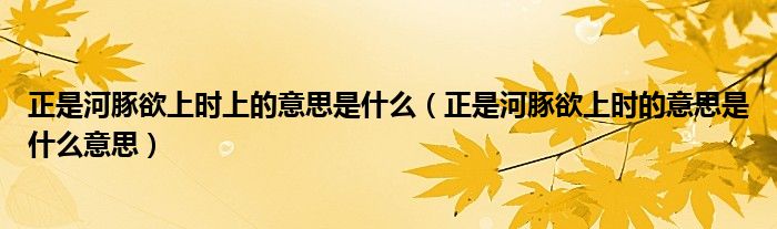 正是河豚欲上时上的意思是什么（正是河豚欲上时的意思是什么意思）