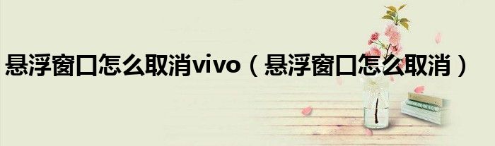 悬浮窗口怎么取消vivo（悬浮窗口怎么取消）