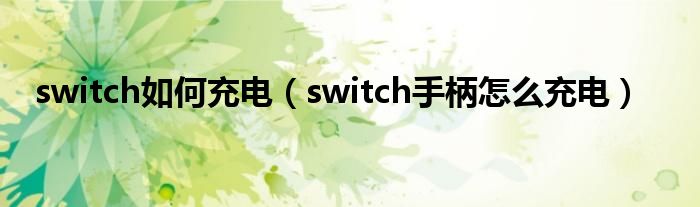 switch如何充电（switch手柄怎么充电）