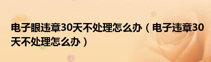 电子眼违章30天不处理怎么办（电子违章30天不处理怎么办）