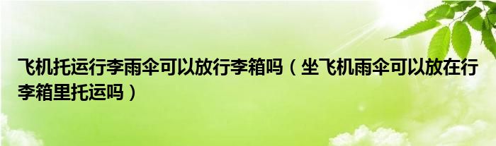 飞机托运行李雨伞可以放行李箱吗（坐飞机雨伞可以放在行李箱里托运吗）