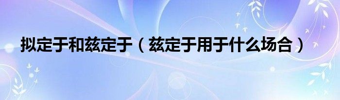 拟定于和兹定于（兹定于用于什么场合）