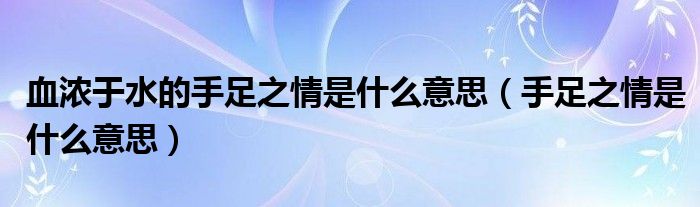 血浓于水的手足之情是什么意思（手足之情是什么意思）