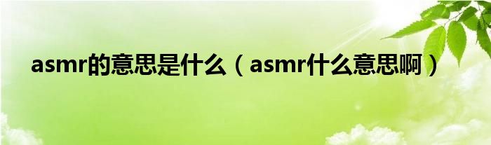 asmr的意思是什么（asmr什么意思啊）