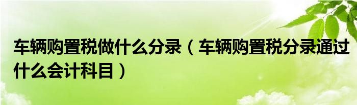 车辆购置税做什么分录（车辆购置税分录通过什么会计科目）