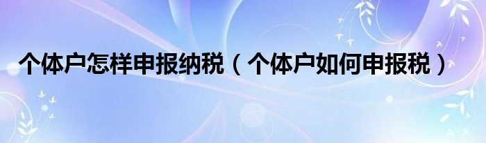 个体户怎样申报纳税（个体户如何申报税）