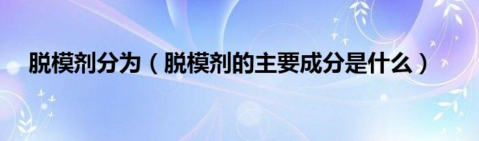 脱模剂分为（脱模剂的主要成分是什么）