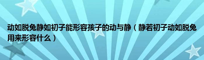 动如脱兔静如初子能形容孩子的动与静（静若初子动如脱兔用来形容什么）