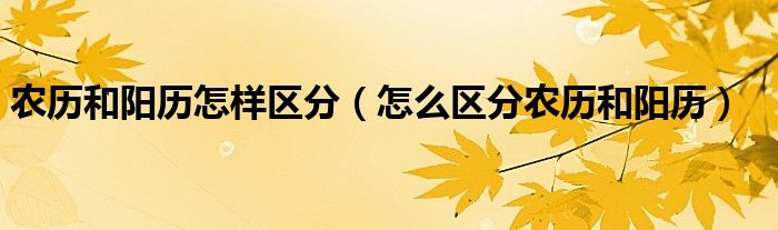 农历和阳历怎样区分（怎么区分农历和阳历）